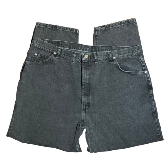 Authentic Vintage Mens Wrangler Jeans Light Wash Black 42x31 Zip Fly - Picture 5 of 16